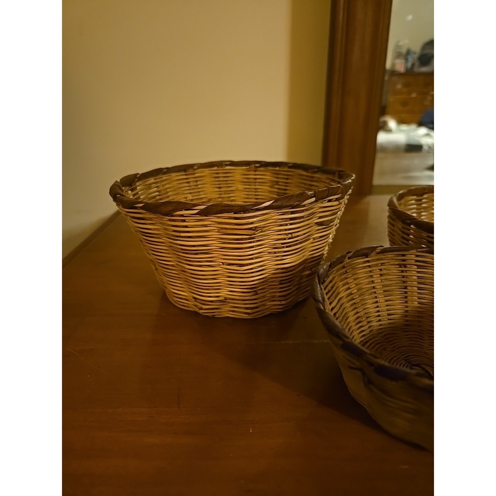 set of three two-tone wicker nesting baskets - Picture 2 of 6